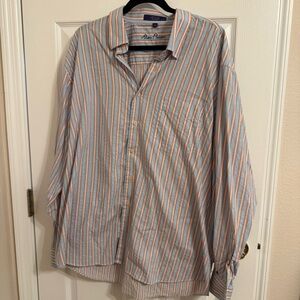 Alan Flusser Blue and Orange Casual Button Down Shirt